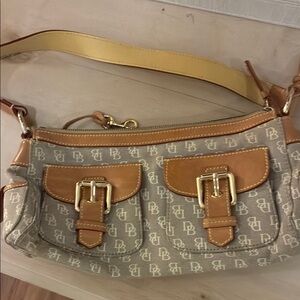 Dooney & Bourke Tan and Brown Shoulder Bag with Classic Design